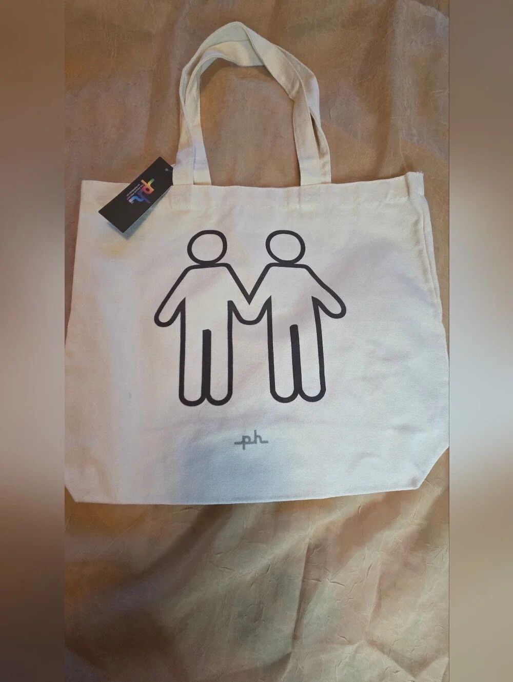 NWT ph by The Phluid Project M x M Canvas Tote Bag Cream 13.5"×15.5"